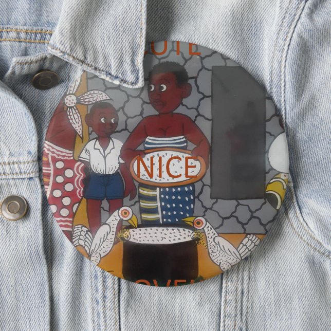 African Traditional Homestead Lifestyle 6 Inch Round Button (In Situ)