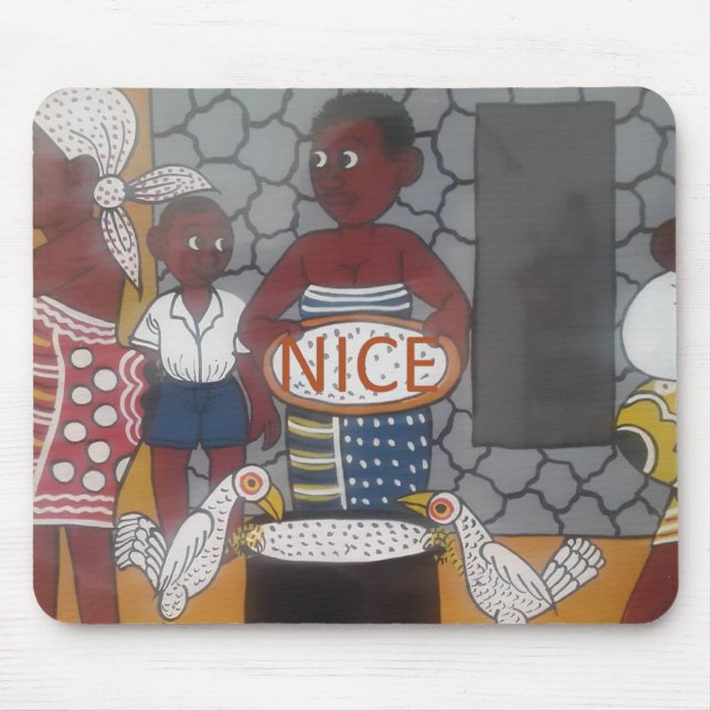 African Traditional Homestead Lifestyle Art Print Mouse Pad (Front)