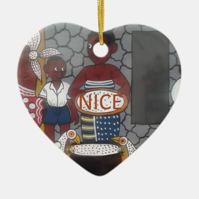 African Traditional Homestead Lifestyle Ceramic Ornament (Front)