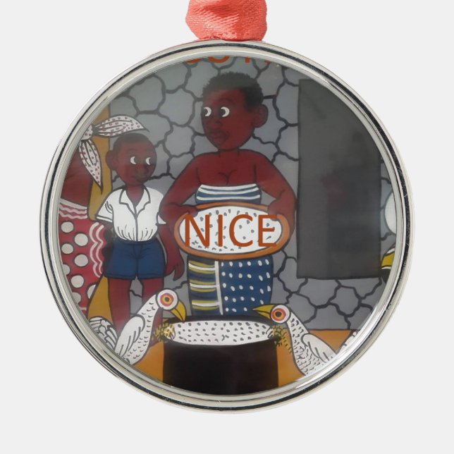 African Traditional Homestead Lifestyle Metal Ornament (Front)