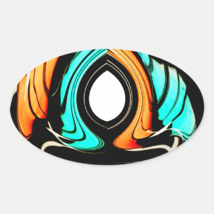 African Traditional Pattern Art Print Oval Sticker