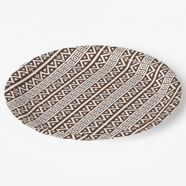 African Traditional Style Seamless White Pattern P Paper Plate (Angled)