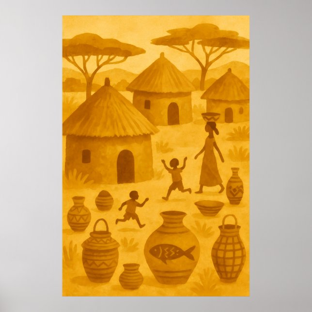 African Traditional Village – Tribal Heritage Poster