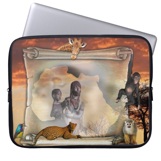 African travels laptop sleeve (Front)
