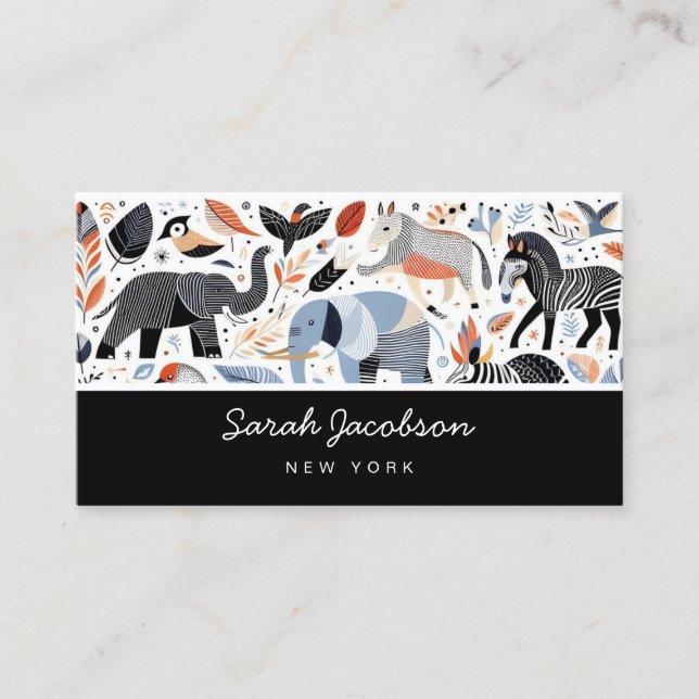 African Tribal Animals Business Card (Front)