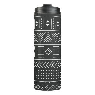 African Tribal Art: Geometric Black & White Thermal Tumbler