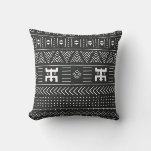 African Tribal Art: Geometric Black & White Throw Pillow