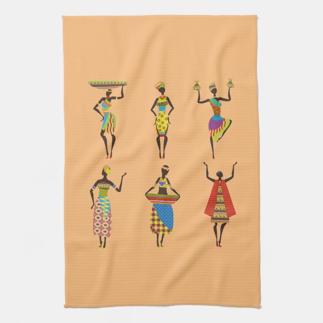 African Tribal art ladies colourful ethnic fashion Kitchen Towel (Vertical)