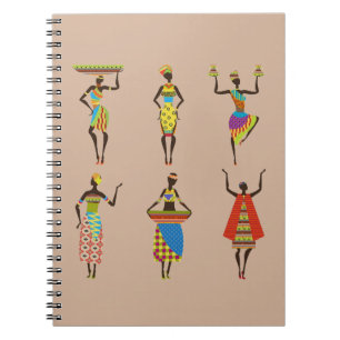 African Tribal art ladies colourful ethnic fashion Notebook