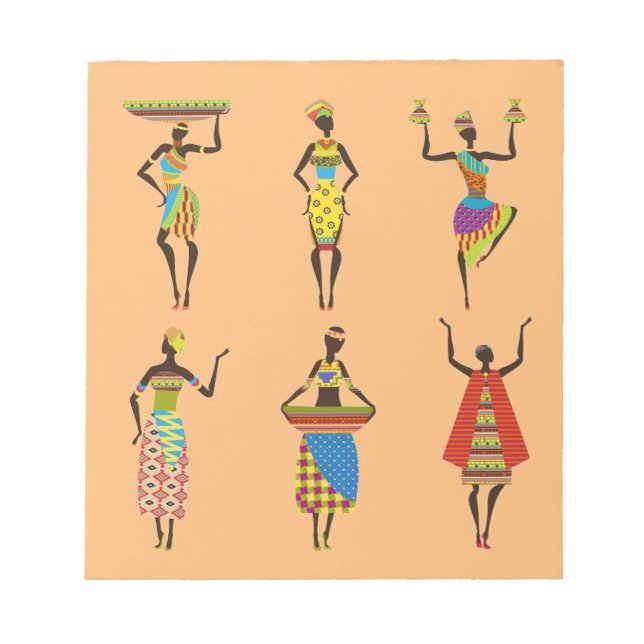 African Tribal art ladies colourful ethnic fashion Notepad (Front)
