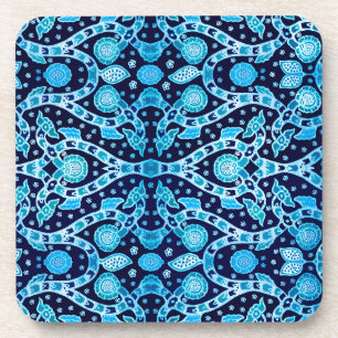 African Tribal Batik Blue Coaster