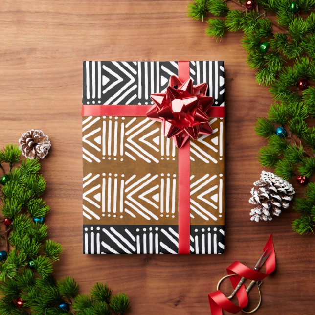 African Tribal Bogolan Mud Cloth Wrapping Paper (Holiday Gift)