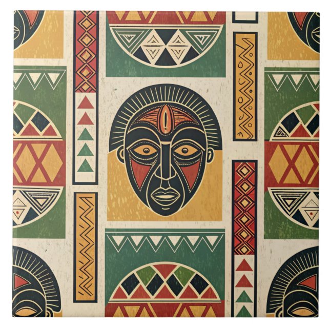 African Tribal Ceramic Tile (Front)