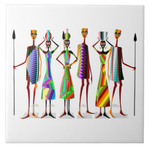 African tribal characters tile