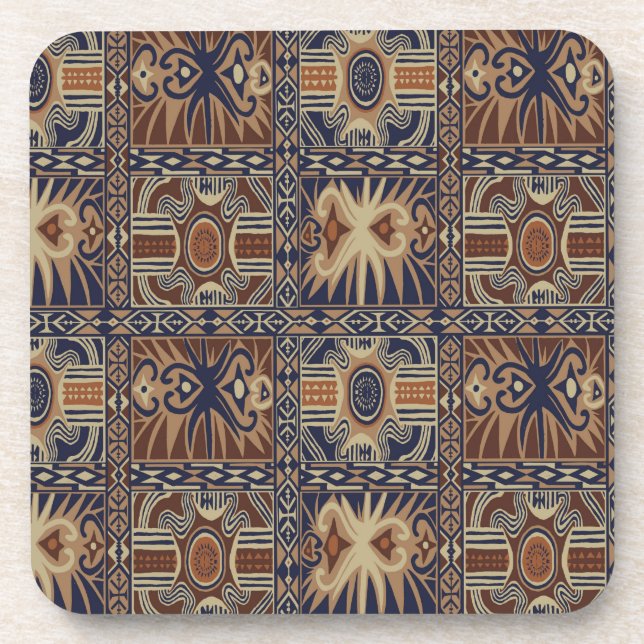 African Tribal Contemporary Collage Coaster (Front)