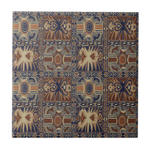 African Tribal Contemporary Collage Tile