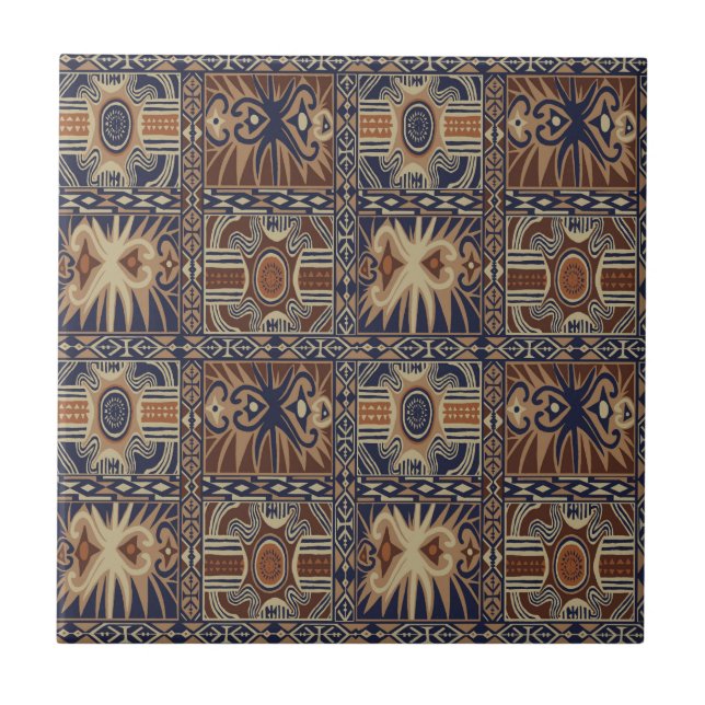 African Tribal Contemporary Collage Tile (Front)
