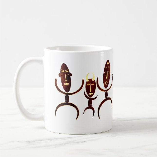 African tribal dance scene rock carving coffee mug (Left)
