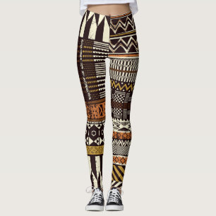 African tribal fabric, abstract vintage. leggings