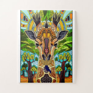African tribal Giraffe Jigsaw Puzzle