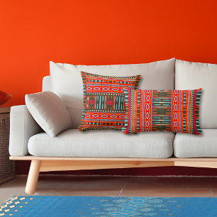 African tribal inspired geometric pattern lumbar pillow