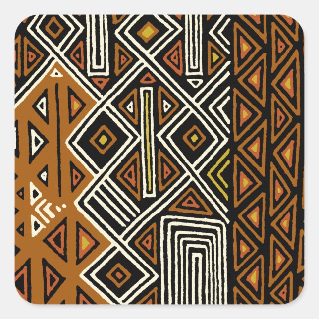 African Tribal Kuba Design Square Sticker (Front)