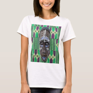 African Tribal Mask Kente Cloth Pattern T-Shirt