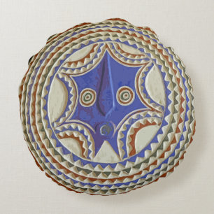 African Tribal Mask Round Pillow