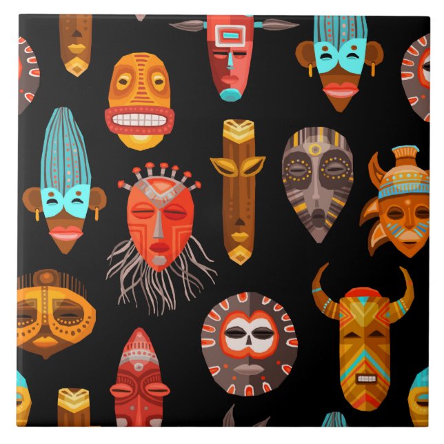 African tribal mask tile (Front)