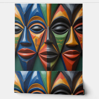 African Tribal Mask Trio Dynamic Symmetry Wallpaper