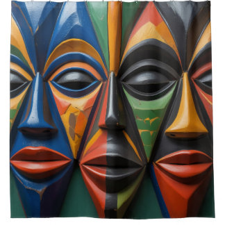 African Tribal  Masks Trio Dynamic Symmetry