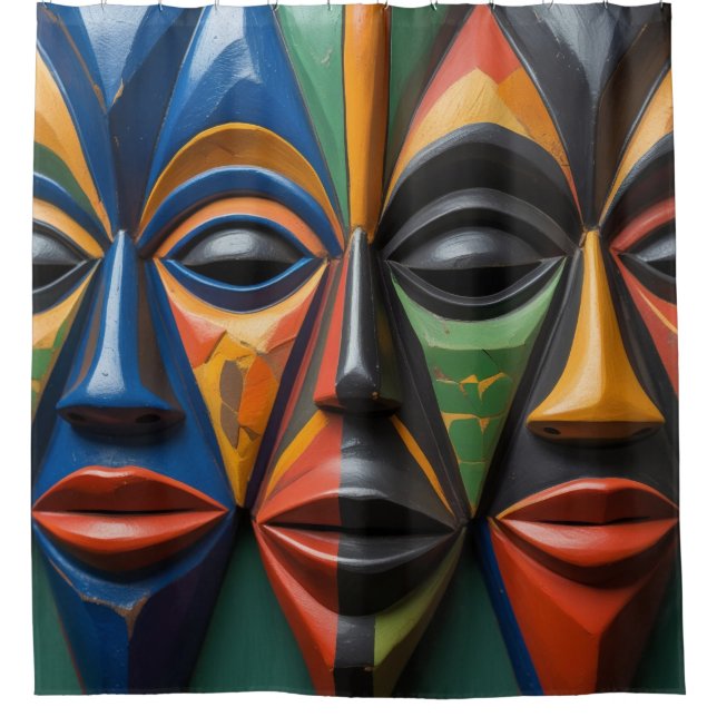 African Tribal  Masks Trio Dynamic Symmetry (Front)