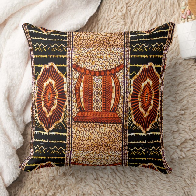 African Tribal Motif Throw Pillow (Blanket)