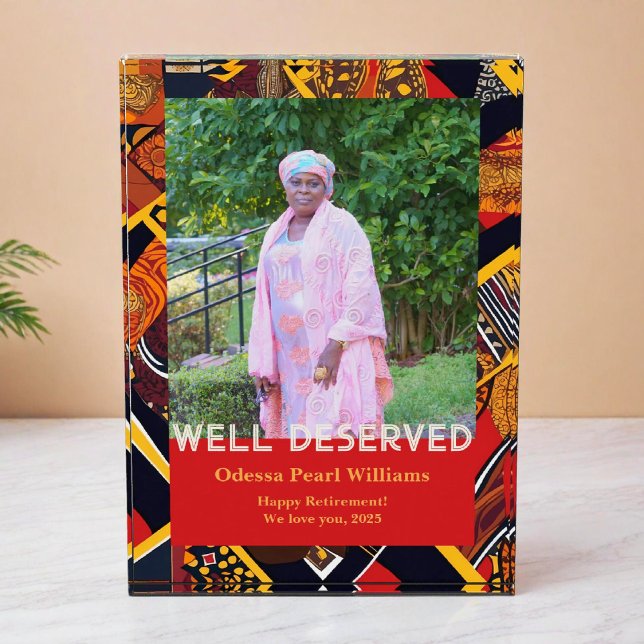 African Tribal Patchwork Black Mom Retirement Gift Photo Block (African Tribal Patchwork Black Mom Retirement Gift Photo Block)