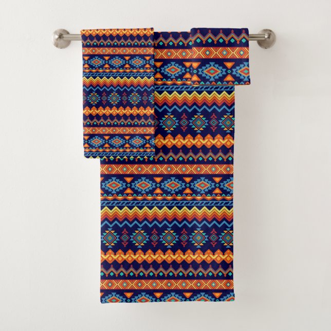 African Tribal Pattern Bath Towel Set (Insitu)