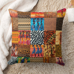 African Tribal pattern themed throw pillow