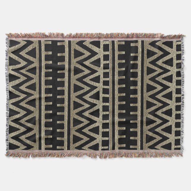 African Tribal Pattern Throw Blanket (Front)