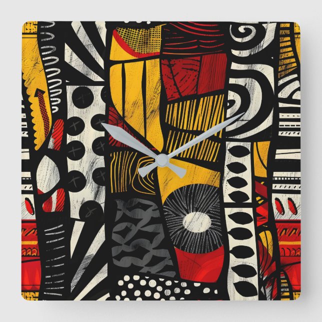 African Tribal Pattern Wall Clock (Front)