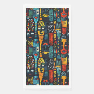 African tribal pattern with idols. napkin