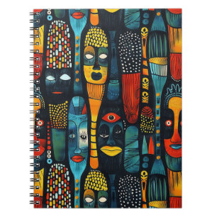 African tribal pattern with idols. notebook