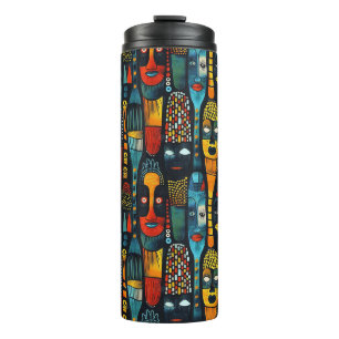 African tribal pattern with idols. thermal tumbler