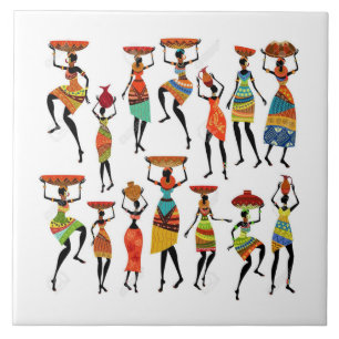 African tribal people tile
