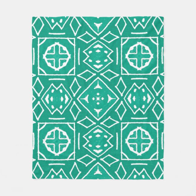 African Tribal Print Ikat Pattern Fleece Blanket (Front)