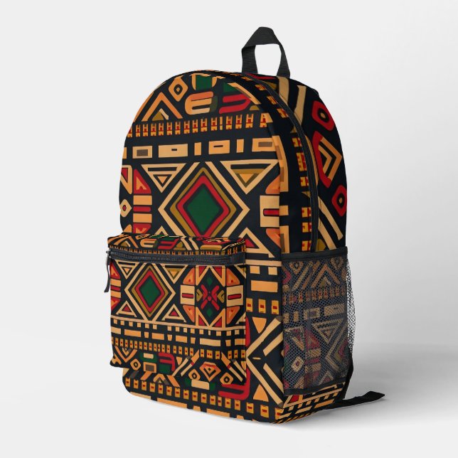 African Tribal Printed Backpack (Back Corner Right)