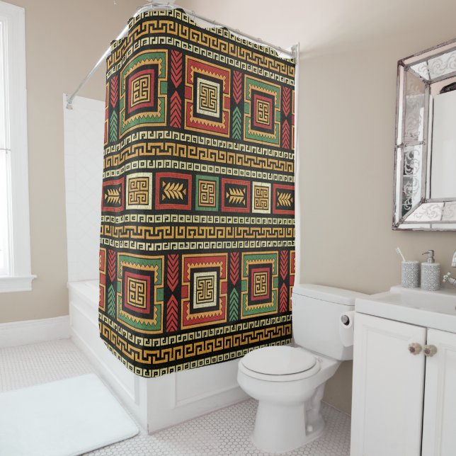 African Tribal Shower Curtain (In Situ)