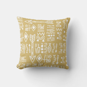 African Tribal Stripes: Bohemian Egyptian Seamless Throw Pillow