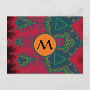 African Tribal Triangles with Yellow Monogram Postcard