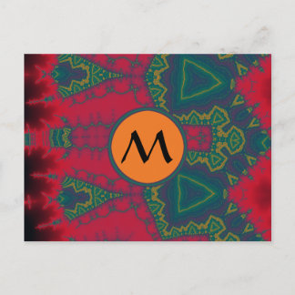 African Tribal Triangles with Yellow Monogram Postcard