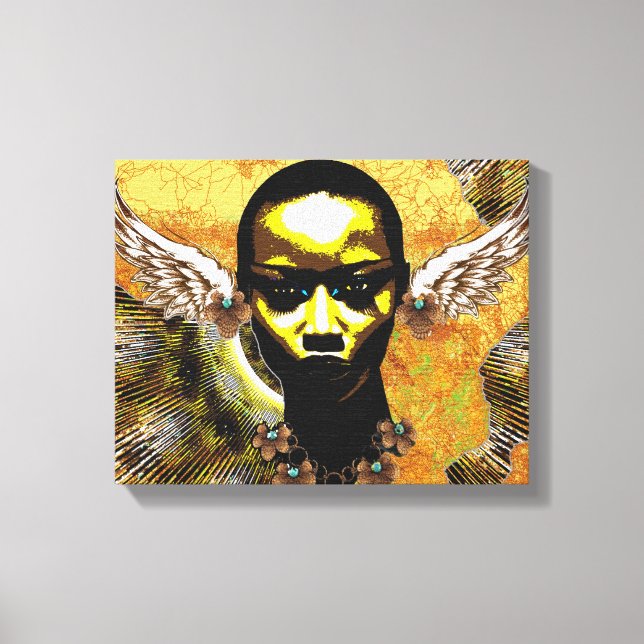 African Tribal woman with Angel winged ears Canvas Print (Front)