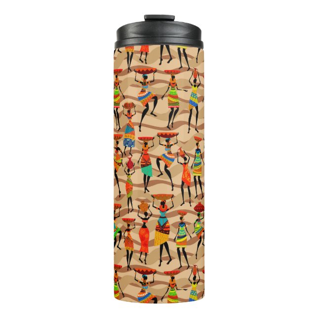 African Tribal Women Pattern  Thermal Tumbler (Front)